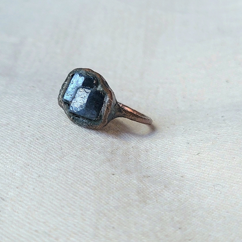 OOAK Handmade Raw Sapphire Electroformed Copper Ring Size 7